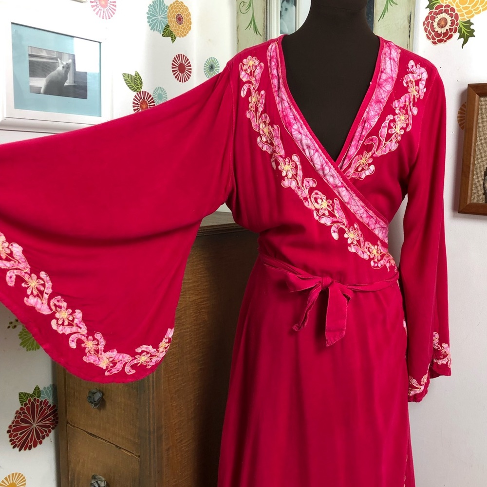 Bell Sleeve Wrap Dress, Bohemian Maxi Festival